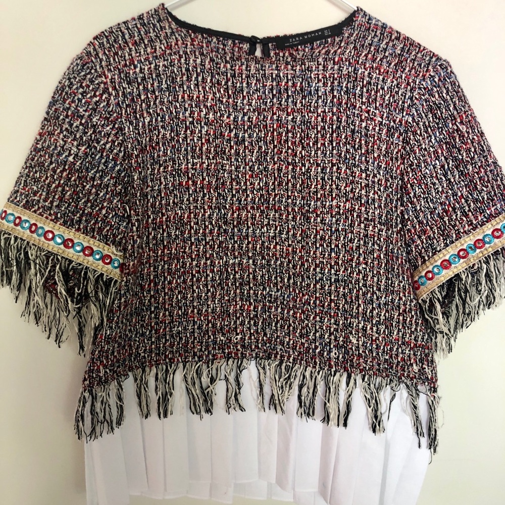 Tweed Embellished Top - Zara